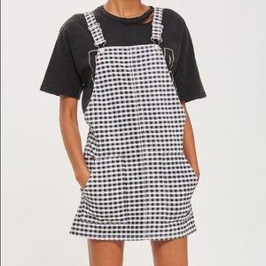 Topshop Gingham Pinafore Dress